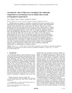 Assessing the value of Microwave Sounding Unit–radiosonde comparisons in ascertaining errors in climate data records of tropospheric temperatures