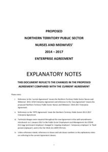 PROPOSED NORTHERN TERRITORY PUBLIC SECTOR NURSES AND MIDWIVES’ 2014 – 2017 ENTERPRISE AGREEMENT
