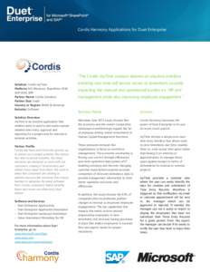 Cordis Harmony Applications for Duet Enterprise  