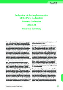 Annex[removed]Evaluation of the Implementation of the Paris Declaration Country Evaluation SENEGAL
