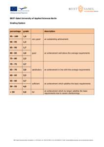 BEST-Sabel University of Applied Sciences Berlin Grading System percentage  grade