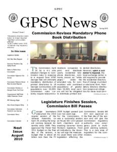 GPSC  GPSC News Volume 9 Issue 2 *Mandatory directory distribution no longer required *Eighteen communities