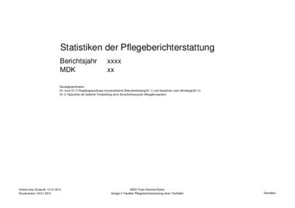 Statistiken der Pflegeberichterstattung Berichtsjahr MDK xxxx xx