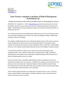 Microsoft Word - Press Release Zotec MMP FInal Closing.doc