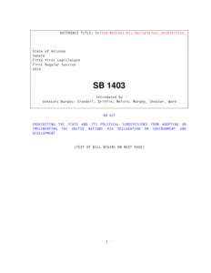 REFERENCE TITLE: United Nations Rio declaration; prohibition.  State of Arizona Senate Fifty-first Legislature First Regular Session