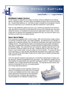 Remote Deposit Capture - Suchak Data Systems