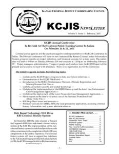 KANSAS CRIMINAL JUSTICE COORDINATING COUNCIL  .&-,6 N EWSLETTER