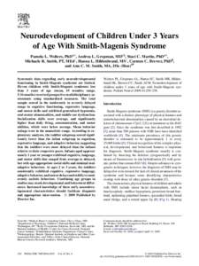 Neurodevelopment of Children Under 3 Years of Age With Smith-Magenis Syndrome