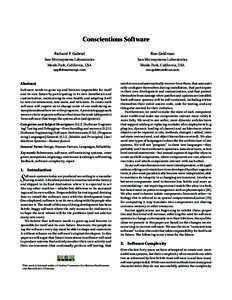 Conscientious Software Richard P. Gabriel Ron Goldman  Sun Microsystems Laboratories