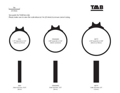 25.4mm Size guide for TAAB lens tab. Please make sure to view the scale above at 1in (25.4mm) to ensure correct sizing. MINI 1.75” expands to 2.25”