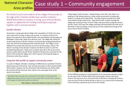 National Character Area profiles Case study 1 – Community engagement  The Parish Council and residents of the village of Hunmanby on