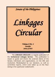Senate of the Philippines  Linkages Circular Volume 8 No. 4 October