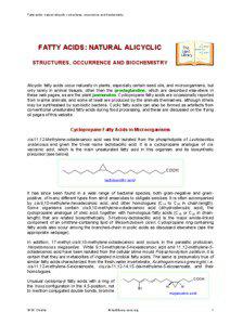 Fatty acids: natural alicyclic – structures, occurrence and biochemistry  FATTY ACIDS: NATURAL ALICYCLIC