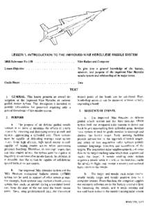 LESSON 1. INTRODUCTION TO THE IMPROVED NlKE HERCULESE MISSILE SYSTEM MMS Subcourse No 150 . . . . . . . . . . . . . . . . . . Nike Radars and Computer  JxssonObjective . . . . . . . . . . . . . . . . . . . . . .