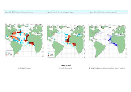   Figures 63 [a‐c] BET. Location of releases and recoveries  Figures 63 [a‐c] BET. Zone de marquage et recapture   Figuras 63 [a‐c] BET. Zona de marcado y recuperación 