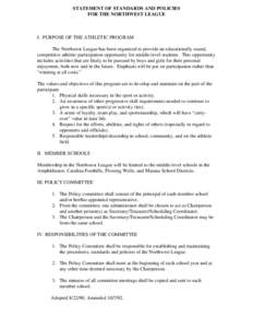 STATEMENT OF STANDARDS AND POLICIES