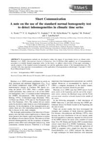 A note on the use of the standard normal homogeneity test to detect inhomogeneities in climatic time series