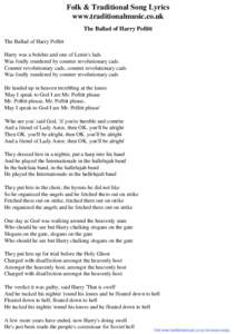 Folk & Traditional Song Lyrics - The Ballad of Harry Pollitt