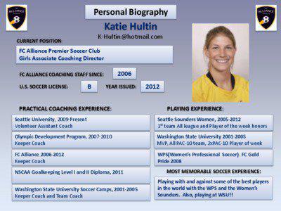 Personal Biography  Katie Hultin