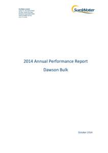2014 Annual Performance Report Dawson Bulk October 2014  Table of Contents