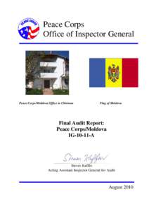 Peace Corps Office of Inspector General Peace Corps/Moldova Office in Chisinau  Flag of Moldova