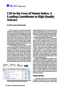 BCAS  Vol.29 NoCAS in the Lens of Nature Index: A Leading Contributor to High Quality