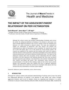 Sevil Albayrak, Sema Biçer, Elif Aşık, JMHM Vol 2 Issue[removed]The Journal of MacroTrends in MACROJOURNALS  Health and Medicine