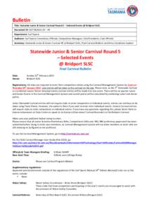 Microsoft Word[removed]Statewide Junior & Senior Carnival 5 Bridport - Final Carnival Bulletin.docx