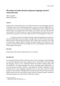 Rikki Campbell  The impact of study abroad on Japanese language learners’ social networks Rikki Campbell Monash University