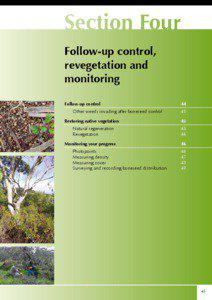 Calenduleae / Land management / Bush regeneration / Conservation in Australia / Ecological restoration / Chrysanthemoides monilifera / Weed control / Weed / Transect / Environment / Garden pests / Agriculture