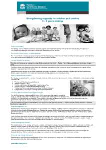 Strengthening supports for children and families 0 – 8 years strategy What is the strategy? The strategy aims to shift the provision of specialist supports into mainstream settings while at the same time building the c