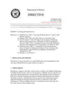 DOD Directive, November 18, 1999; Certified Current as of November 21, 2003