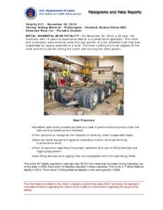 MSHA - Fatalgram for Metal Fatal Machinery Accident OccuringNovember 30, 2010 - #21