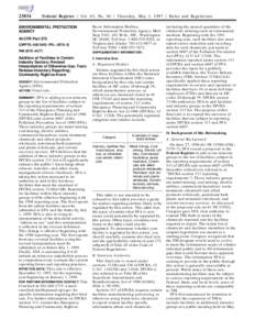 [removed]Federal Register / Vol. 62, No[removed]Thursday, May 1, [removed]Rules and Regulations ENVIRONMENTAL PROTECTION AGENCY