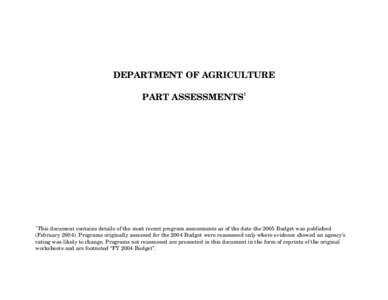 DEPARTMENT OF AGRICULTURE 1 PART ASSESSMENTS  1