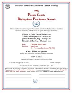 Passaic County Bar Association Dinner MeetingPassaic County  Distinguished Practitioner Awards