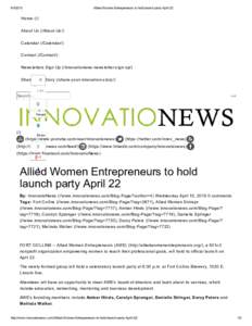 Allied Women Entrepreneurs to hold launch party April 22 Home (/) About Us (/About­Us/)