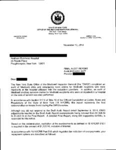 STATE OF NEW YORK OFFICE OF THE MEDICAID INSPECTOR GENERAL 800 North Pearl Street Albany, New York[removed]ANDREW M. CUOMO GOVERNOR