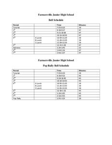 Farmersville Junior High School Bell Schedule Period Tutorial 1st 2nd