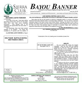 BAYOU BANNER Newsletter of the Houston Regional Group of the Sierra Club Volume 38, Number 5  June-July, 201 45