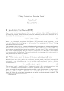 Policy Evaluation, Exercise Sheet 1 Florian Oswald∗ February 22, 2012 2