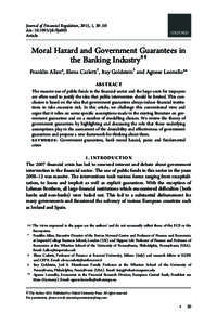 Journal of Financial Regulation, 2015, 1, 30–50 doi: jfr/fju003 Article Moral Hazard and Government Guarantees in the Banking Industry‡‡