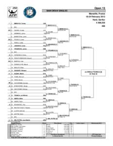 ATP World Tour / Open 13 – Singles / Tennis / Jo-Wilfried Tsonga / Tomáš Berdych