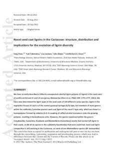 Novel seed coat lignins in the Cactaceae: structure, distribution and implications for the evolution of lignin diversity