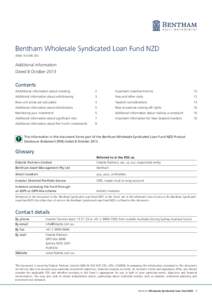 Bentham Wholesale Syndicated Loan Fund NZD ARSN[removed]Additional information Dated 8 October 2013