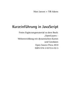 Marc Jansen  Till Adams Kurzeinführung in JavaScript Freies Ergänzungsmaterial zu dem Buch: