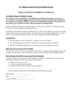 A-9 Model Consent Form for Overdraft Services