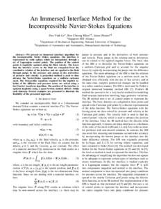 An Immersed Interface Method for the Incompressible Navier-Stokes Equations  Duc-Vinh Le , Boo Cheong Khoo , Jaime Peraire