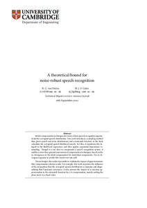 Department of Engineering 1 A theoretical bound for noise-robust speech recognition R. C. van Dalen