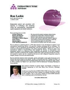 INFRASTRUCTURE Advisors Ron Leckie ron|@iinfras-advisors.com +